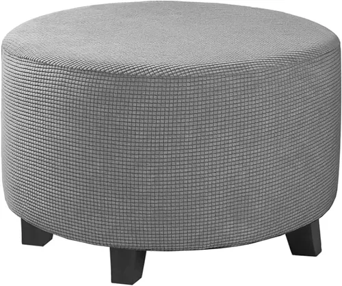 Vista 14 de Fundas elásticas para otomanas, fundas otomanas redondas, fundas extraíbles para reposapiés, fundas protectoras otomanas de almacenamiento para sala