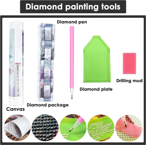 Vista 5 de Yomiie Kits de arte de diamantes 5D para adultos, pintura de diamante de cerdo, girasol, animales, bricolaje, kit de taladro redondo completo