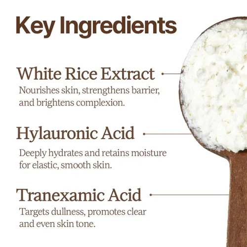 Vista 3 de Lavado de polvo de salvado de arroz Lavado facial exfoliante suave para pieles sensibles Limpiador facial con enzimas veganas y exfoliante