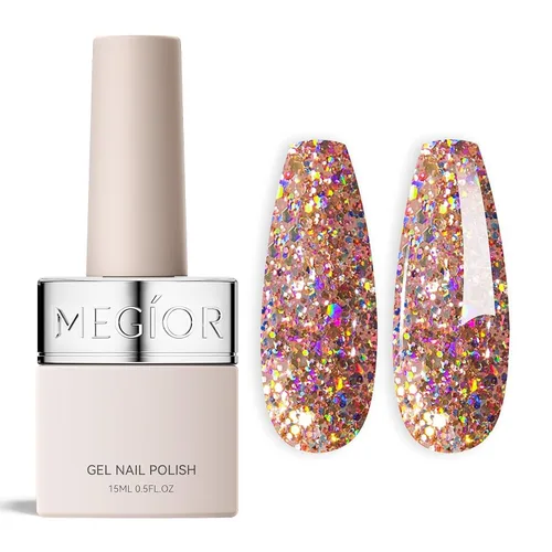 Vista 39 de MEGIOR Esmalte de uñas de gel libre de TPO, 0.5 onzas líquidas, base de gel transparente para remojar la lámpara de uñas LED, capa base de larga