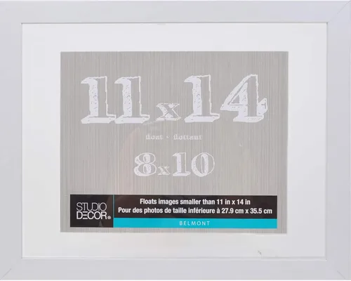 Vista 3 de Studio Décor - Marco flotante blanco Belmont de 8 x 10 pulgadas, accesorios para colgar, pantalla horizontal o vertical, MDF, 1 paquete