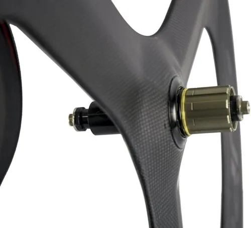 Vista 5 de Superteam Juego de ruedas de 3 radios para bicicleta de carretera, 2.756 in, 0.906 in, rueda de carbono con acabado mate