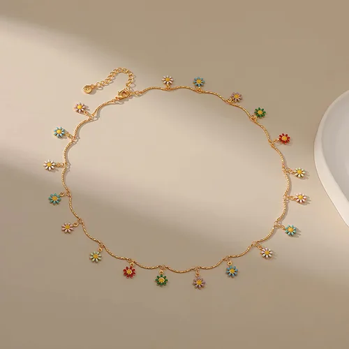Vista 72 de Gargantilla con cuentas para mujer, chapada en oro de 18 quilates, gargantilla delicada para mujer