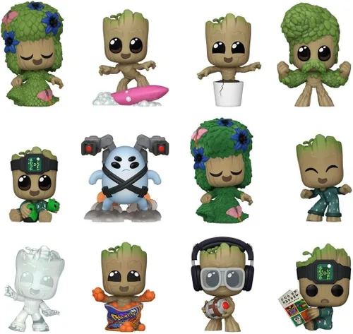 Vista 2 de Funko Mystery Mini - Marvel - Guardianes de la Galaxia - 1 de 12 para coleccionar - Estilos varían - Pantalones cortos de Groot - Figura de vinilo