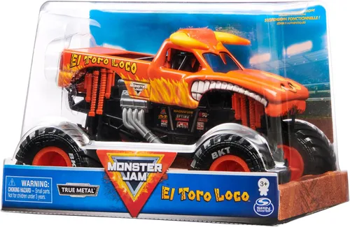 Vista 4 de Monster Jam Monster Truck oficial - El Toro Loco - Vehículo fundido a presión a escala 1:24 - Llantas cromadas y neumáticos para todos