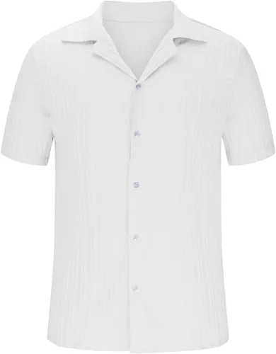 Vista 3 de Blusas Verano Hombres 2023 2024 Camiseta cobertura sólida Tops Camisa Manga Corta botones Camisa Rebeca hawaiana