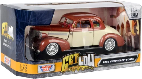 Vista 9 de Motormax 1939 Chevrolet Coupe Lowrider 1:24 Modelo fundido a troquel marrón/crema Get Low Series 79028 por All Star Toys