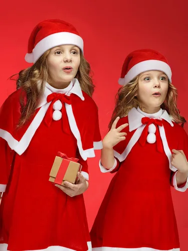 Vista 2 de Geyoga Bonitos trajes de Navidad que incluyen zapatos con sombrero y otros accesorios para cosplay de niños (estilo fresco, M)