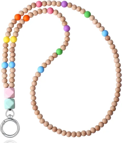Vista 8 de Cordones para insignias de identificación y llaves para mujeres, lindo cordón de profesor con soporte para identificación, cordón de cuentas