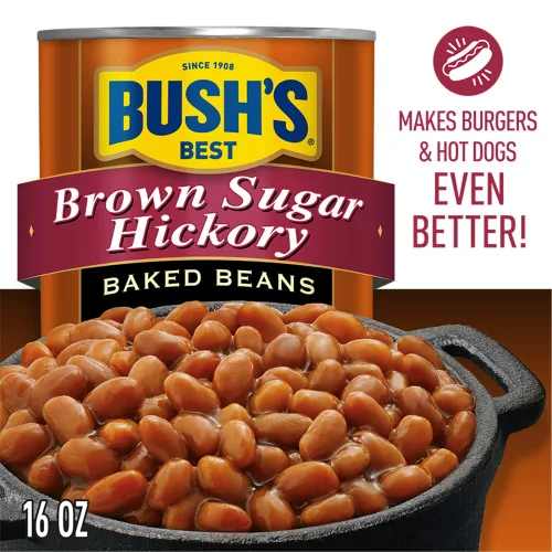 Vista 5 de BUSH'S BEST Frijoles horneados con azúcar moreno y hickory enlatados de 16 onzas, fuente de proteína y fibra a base de plantas, sin gluten