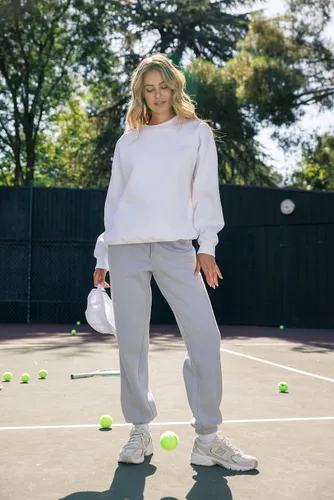 Vista 9 de Cali1850 Pantalón deportivo Cloud Nine Fleece para mujer, cintura alta, ajuste holgado, dos bolsillos, cintura elástica con cordón