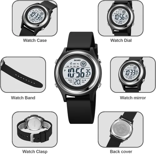 Vista 7 de Gosasa Reloj digital de moda para mujer, reloj multifuncional impermeable deportivo LED para mujer