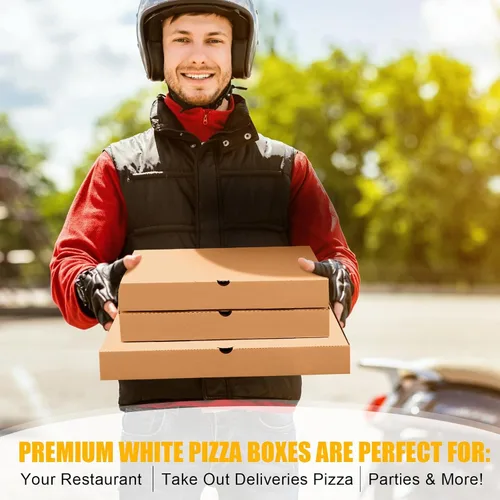 Vista 5 de 100 cajas de pizza de 12 x 12 pulgadas a granel de cartón vacío de 12 pulgadas, caja de pizza cuadrada reutilizable para comida para llevar