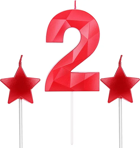 Vista 13 de Velas de primer cumpleaños y velas de corazón de estrella de 2.76 pulgadas para decoración de pasteles de cumpleaños, boda, aniversario, celebración