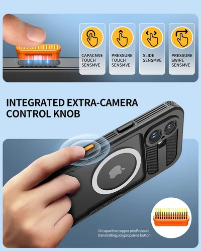 Vista 8 de Lanhiem Funda magnética impermeable para iPhone 16, protector de pantalla de privacidad integrado, compatible con MagSafe, funda antiespía de cuerpo