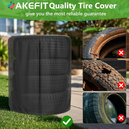 Vista 7 de AKEfit Cubierta de almacenamiento de neumáticos, cubierta de neumáticos de temporada, bolsa de almacenamiento impermeable para neumáticos
