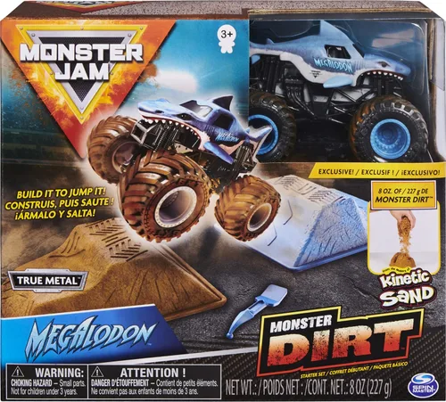 Vista 8 de Monster Jam, Earth Shaker Monster Dirt - Juego de iniciación con 8 onzas de Monster Dirt y juguete oficial de Monster Jam Truck fundido a escala