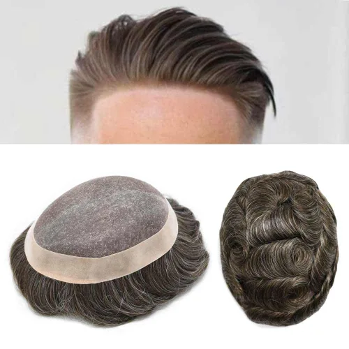 Vista 54 de LOVIN - Sistema de cabello humano para hombres, postizo fino de encaje mono para hombre, prótesis masculina de piel de polietileno alrededor