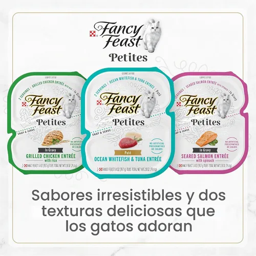 Vista 10 de Purina Fancy Feast Petites - Alimento húmedo de salmón chamuscado