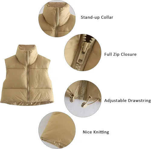 Vista 3 de Durio Chaleco acolchado para mujer, ligero, sin mangas, acolchado, para mujer