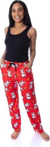 Vista 2 de Peanuts Snoopy And Woodstock - Pantalones de pijama de forro polar suave al tacto para mujer