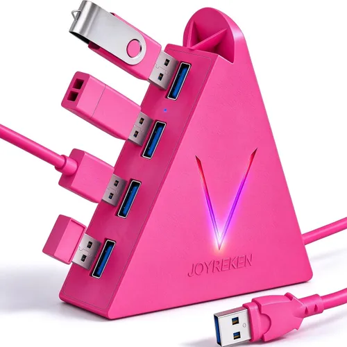 Vista 10 de FlyingVHUB Hub USB 3.0 de 4 puertos, torre concentrador USB con cable extendido de 2 pies, divisor USB para laptop, PC, PS4, PS5, Xbox, mouse Negro