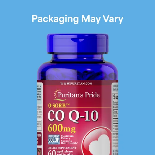 Vista 2 de Puritan's Pride Coenzima CoQ10 600 mg, suplemento dietético para la salud cardíaca, presión arterial, salud oral de las encías y apoyo saludable al