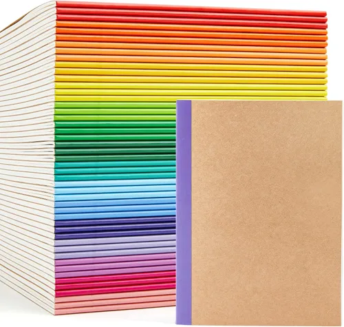 Vista 8 de feela Paquete de 16 cuadernos de composición a granel, con cubierta de papel kraft con rayas universitarias, diarios de viaje con espinas arcoíris