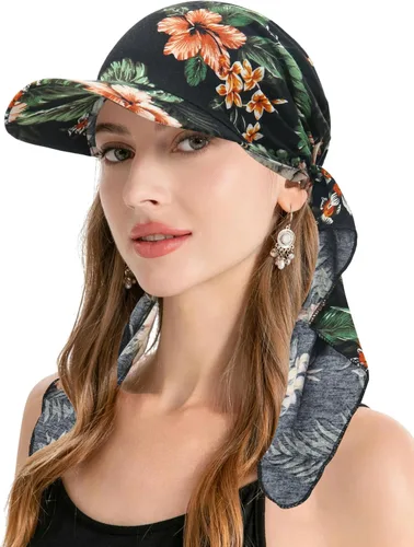 Vista 26 de ZLYC Gorro de quimioterapia para mujer, visera para la cabeza, bufanda preatada, gorra ligera de calavera Blanco sólido