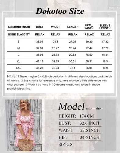 Vista 6 de Dokotoo Women Square Neck Boho Dress Elastic Waist Tie Backless Sexy Dresses