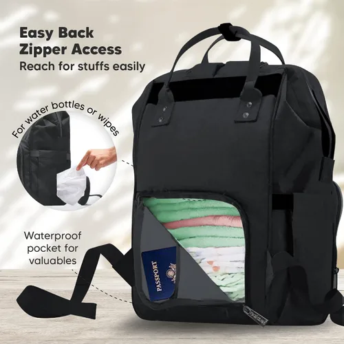 Vista 5 de KeaBabies Mochila para pañales y cambiador de pañales portátil, bolsas de viaje para bebés multifuncionales a prueba de agua, tapete cambiador