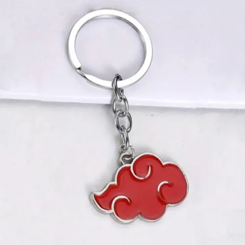 Vista 8 de BC Bella Colour Collar de anime, collar con colgante en forma de nube roja y llavero a juego, regalo para amantes del anime y fanáticos del anime