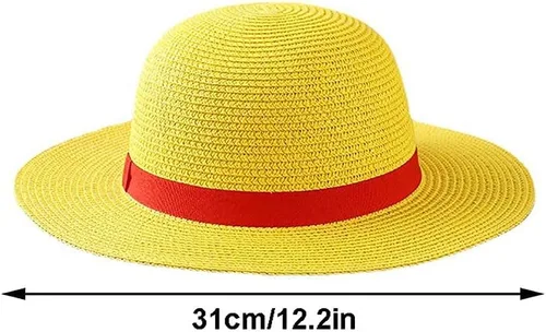 Vista 3 de Dan&Dre Luffy Sombrero de paja para hombres y mujeres, multifuncional, cosplay, playa, anime, caricatura, personaje de dibujos animados, sombrero