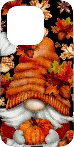 Vista 13 de iPhone 13 Lindo gnomo de Acción de Gracias calabaza otoño árbol otoño hojas caso