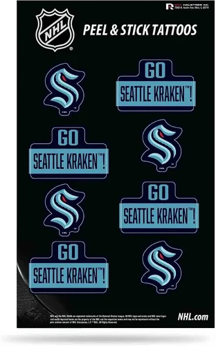 Vista 8 de Rico Industries NHL Hockey Colorado Avalanche Tatuaje Vertical Pelar y Pegar Tatuajes Temporales - Ojo Negro - Aprobado Día del Juego!