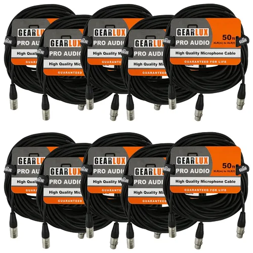 Vista 40 de Gearlux – Cable de micrófono XLR, completamente balanceado, macho a hembra, 25 pies - Paquete de 3