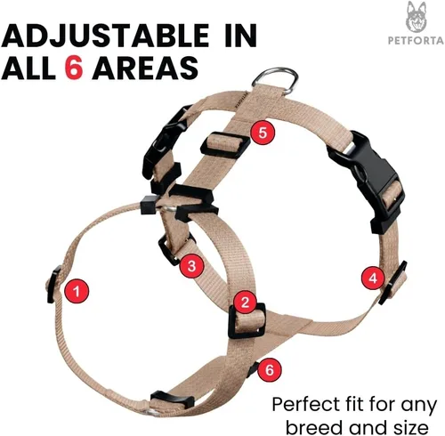 Vista 6 de Anatomically Correct - Arnés para perro en forma de Y, no restrictivo, sin tirones, ajustable de 6 puntos para movimiento natural, a prueba