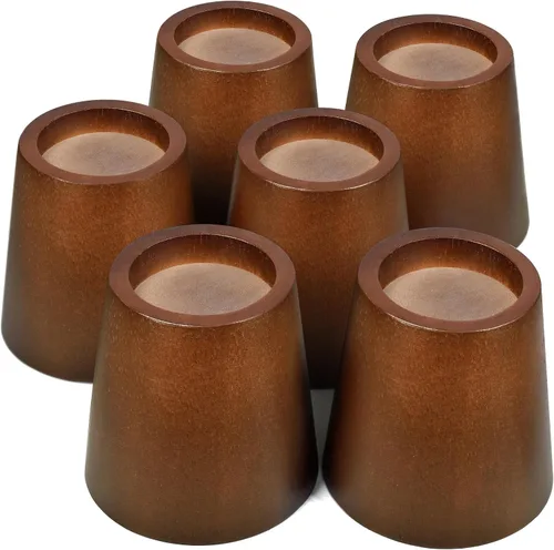 Vista 9 de Juego de 6 elevadores de madera redondos de 3 pulgadas para muebles, elevadores de madera resistentes para marco de cama, mesa, sofá, escritorio