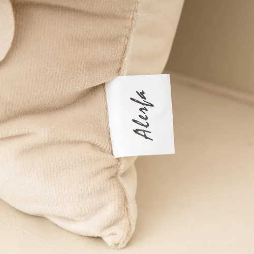 Vista 7 de Alerfa Funda de almohada decorativa de terciopelo beige hecha a mano con flores 3D con cremallera oculta para sofá, cama, sala de estar, decoración