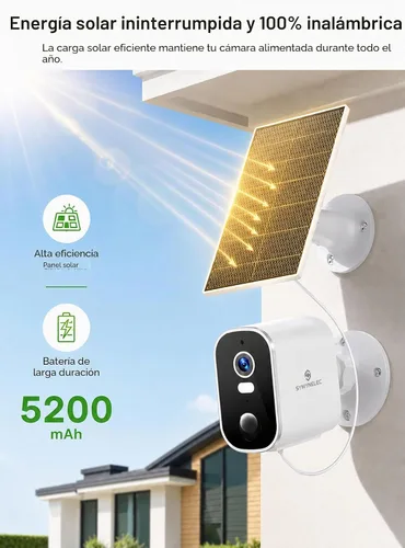 Vista 3 de SYMYNELEC Cámaras de seguridad solar 2K inalámbricas para exteriores Solo 2.4 GHz