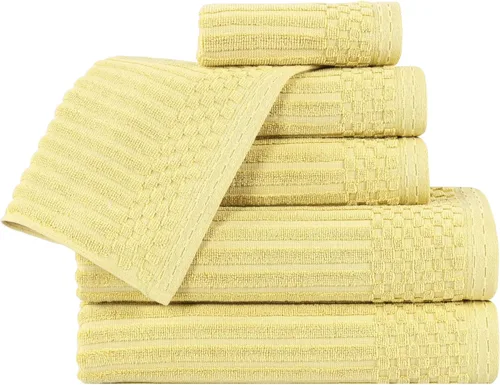 Vista 82 de Superior Juego de 6 toallas de algodón sólido y acanalado, toallas de cara de 13 x 13 pulgadas, toallas de mano de 16 x 28 pulgadas, toallas de baño