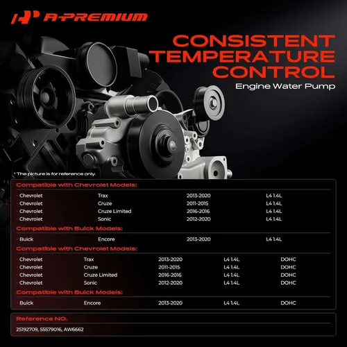Vista 2 de Bomba de Agua del Motor A-Premium [4Cil 1.4L, DOHC] con Junta y Sello Compatible con Autos Chevrolet, Buick - Encore 2013-2020, Sonic 2012-2020