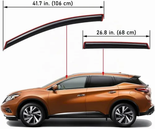 Vista 2 de Lightronic Visera de ventana de ventilación automática con clip extra duradero, compatible con Nissan Murano 2015-2024, protección UV, deflector