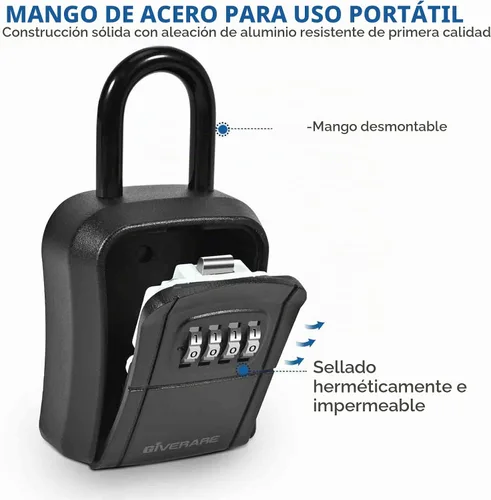 Vista 8 de Caja de bloqueo de llave, caja de bloqueo de combinación de 4 dígitos para montaje en pared, impermeable para exteriores, caja de contraseña segura