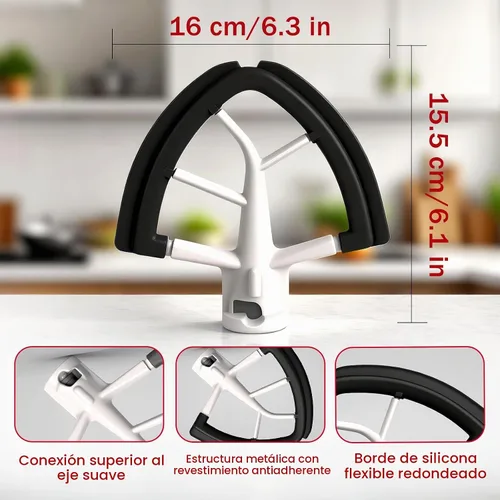 Vista 3 de Flex Edge Beater for Kitchenaid 4.5/5 Qt Tilt-Head Mixer – Flexible Silicone Edge Paddle, Auto-Scrape Bowl Scraper, Dishwasher Safe– For Kitchenaid