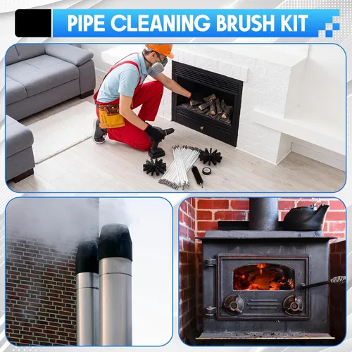 Vista 7 de Kit de 2 cepillos para chimenea con varillas flexibles, 20 pies