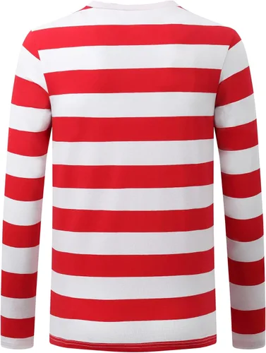 Vista 4 de Camiseta de manga larga a rayas para hombre, elástica, cómoda, cuello redondo