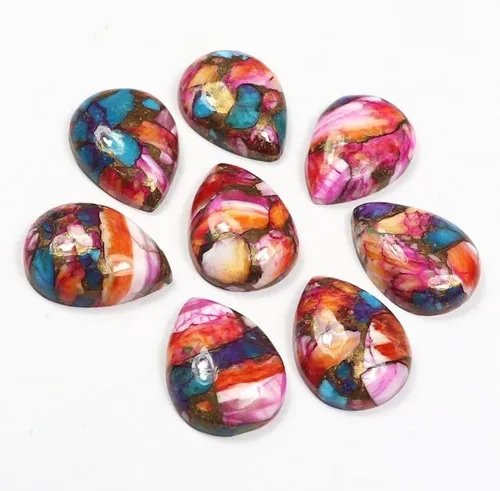 Vista 4 de Rosa Cobre Turquesa Mohave Turquoise Cabujón Rosa Oyster Cobre Turquesa