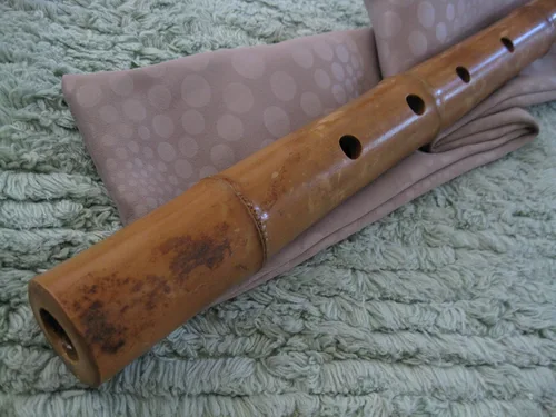 Vista 3 de 1.8 Shakuhachi pentatónico sin extremo de raíz 5 agujeros - Instrumento Zen tradicional