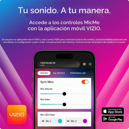 Vista 4 de VIZIO MicMe 2.1 Barra de sonido de karaoke, 2 micrófonos inalámbricos, subwoofer inalámbrico con Dolby Atmos, DTS:X, altavoz Bluetooth, compatible